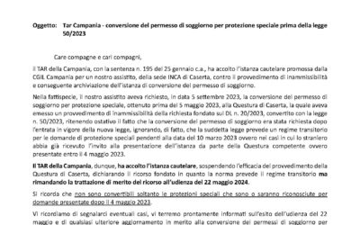 Tar Campania – conversione del permesso di soggiorno per protezione speciale prima della legge 50/2023